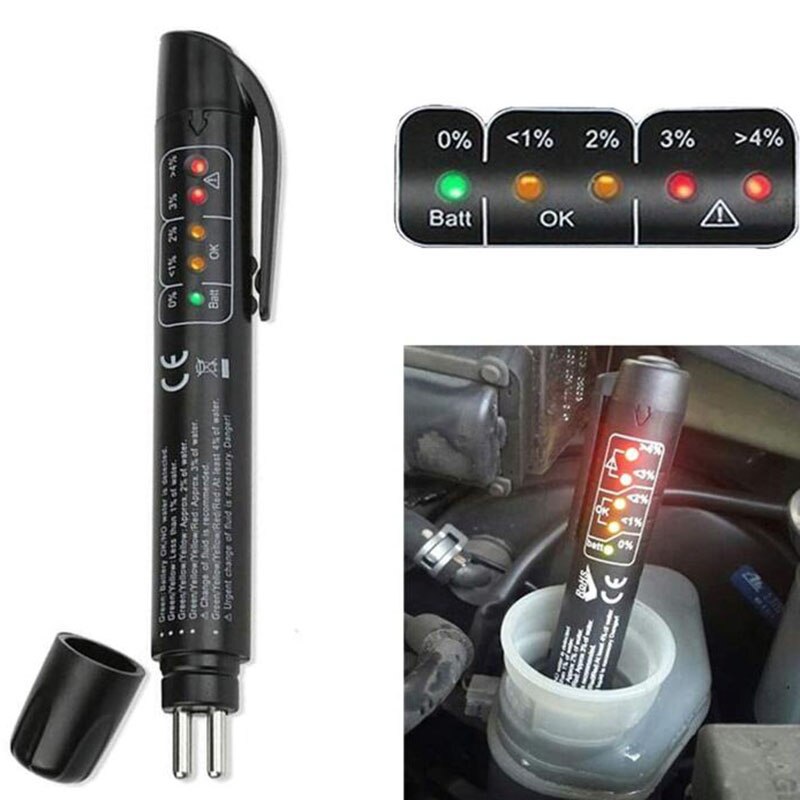 Brake Fluid Tester 5 LED Auto Diagnostic Brakes Testing Pen Portable Vehicle Auto for DOT3 DOT4
