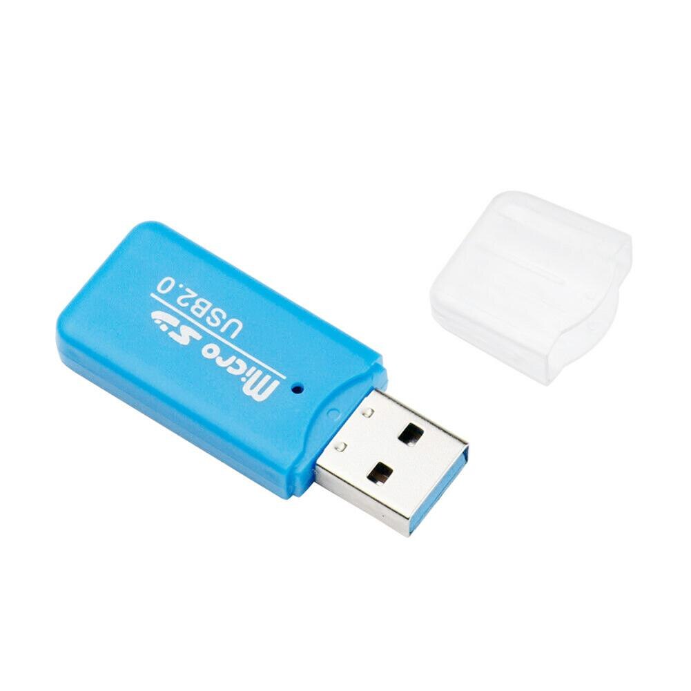 Mini Draagbare Kaartlezer Usb 2.0 Tf Micro Sd Geheugenkaart Lezer Voor Pc Laptop Computer Card Writer Adapter Flash drive: Blauw