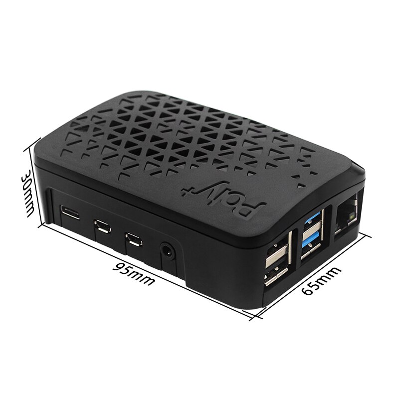 Raspberry Pi 4 POLY+ Vented Case ABS Enclosure Black Shell with Argon Mini PWM Speed Control Fans for Raspberry Pi 4 Model B