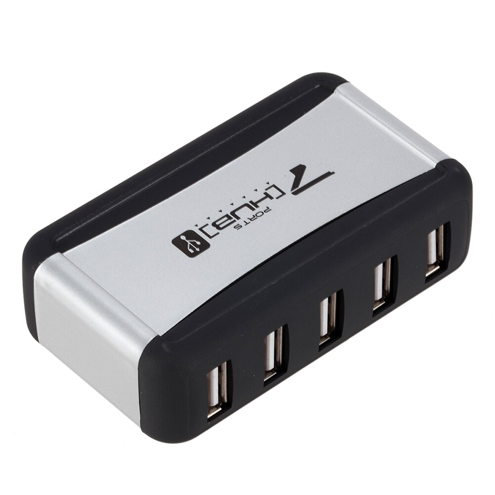 Verticale usb-hub met meerdere 7- poorts usb 2.0- splitters en stroomadapter, 480 mbps usb 2.0- hub voor pc, computeraccessoires, eu/us-stekker: Ons