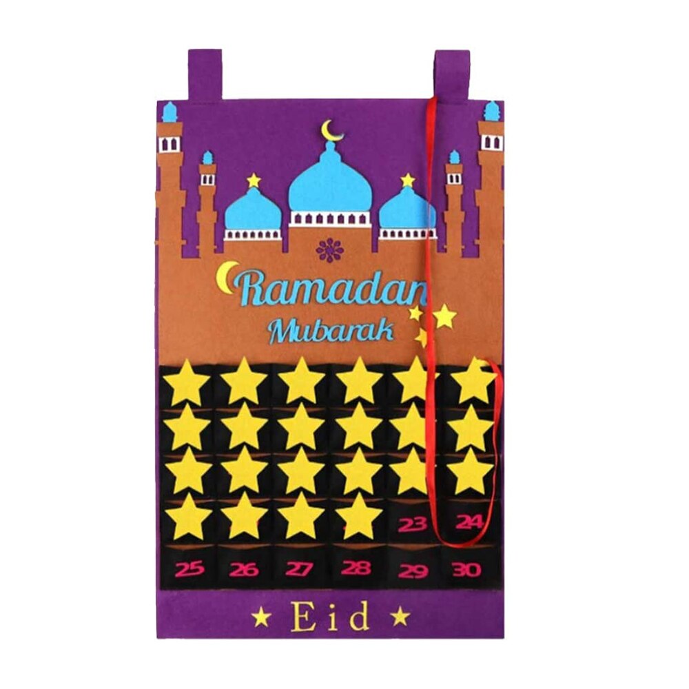 Eid Mubarak decoración Ramadan Mubarak tela cuenta regresiva calendario decoraciones Ramadán para casa Ramadán musulmán Kareem suministros: 4