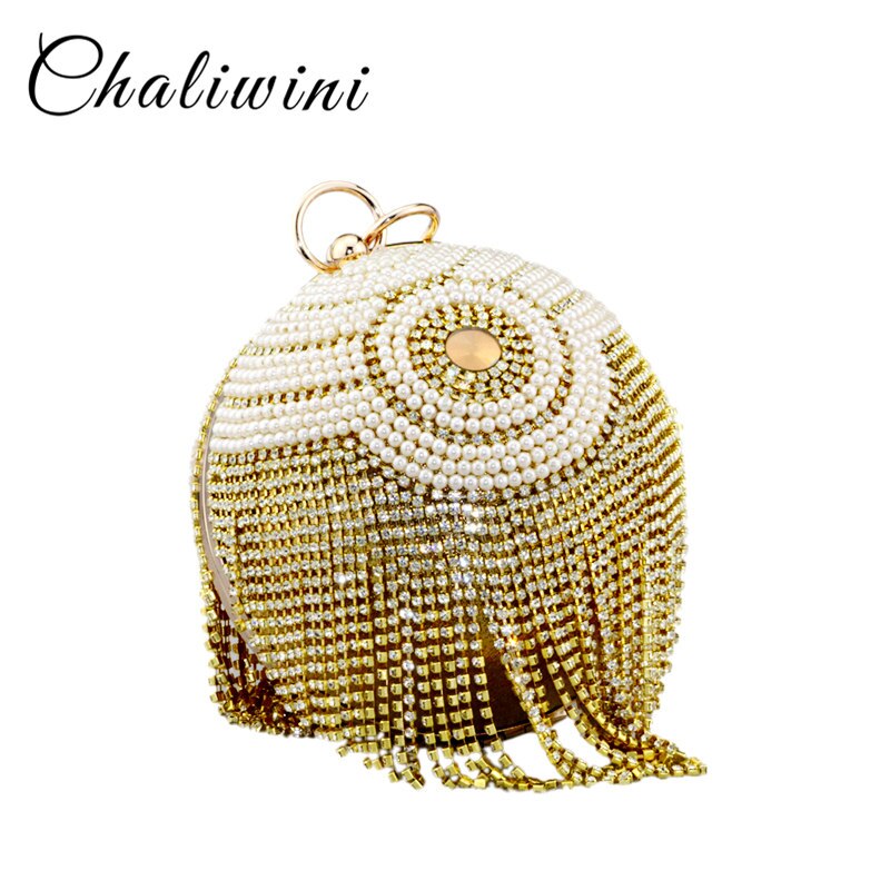 Chaliwini – sac fourre-tout en forme de bol argenté pour femmes, , perle perlée, fleur rayée, bracelets, pompon, sacoches