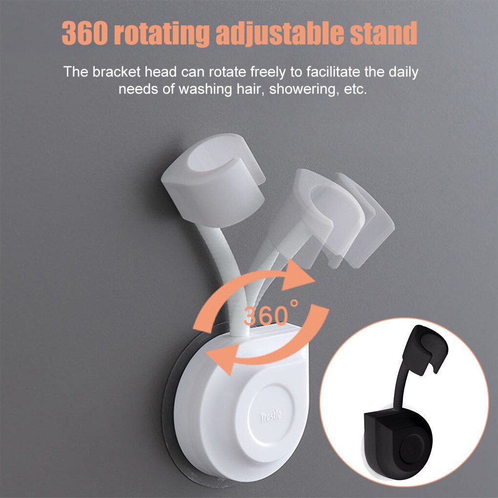 Universal Self-Adhesive Showerhead Bracket Wall-mounted Shower Head Holder 360° Rotatable Bathroom Accessories Stand Holder