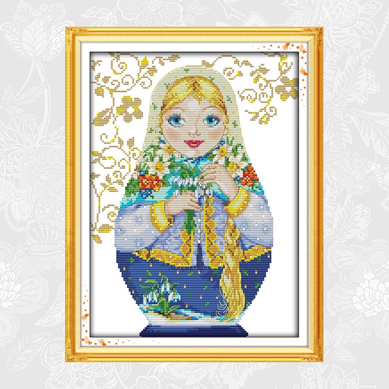 Russian Doll Patterns Cross Stitch Kits Printed Aida Canvas 14CT 11CT Chinese Embroidery Sets DIY Handmade Needlework Crafts