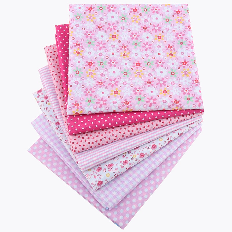 Nanchuang 7 stks/partij Roze Dunne Katoenen Stof Lage Dichtheid Patchwork Doek Voor DIY Handgemaakte Naaien Tissue Handwerken Patroon 50x50cm