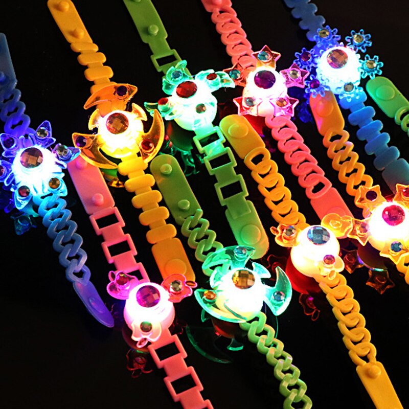Cinturino per bambini con luci a LED luminose bagliore nel buio polsino rotante manuale Flash giroscopio giocattolo di plastica Fidget trottola 0