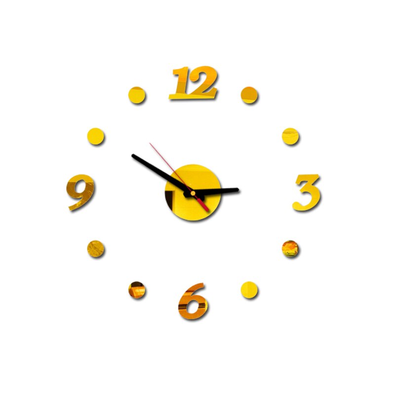 Seinäkello digitaalinen seinäkello tarra kello moderni kello tee itse kellot seinällä keittiökello olohuoneen sisustus: Kulta-