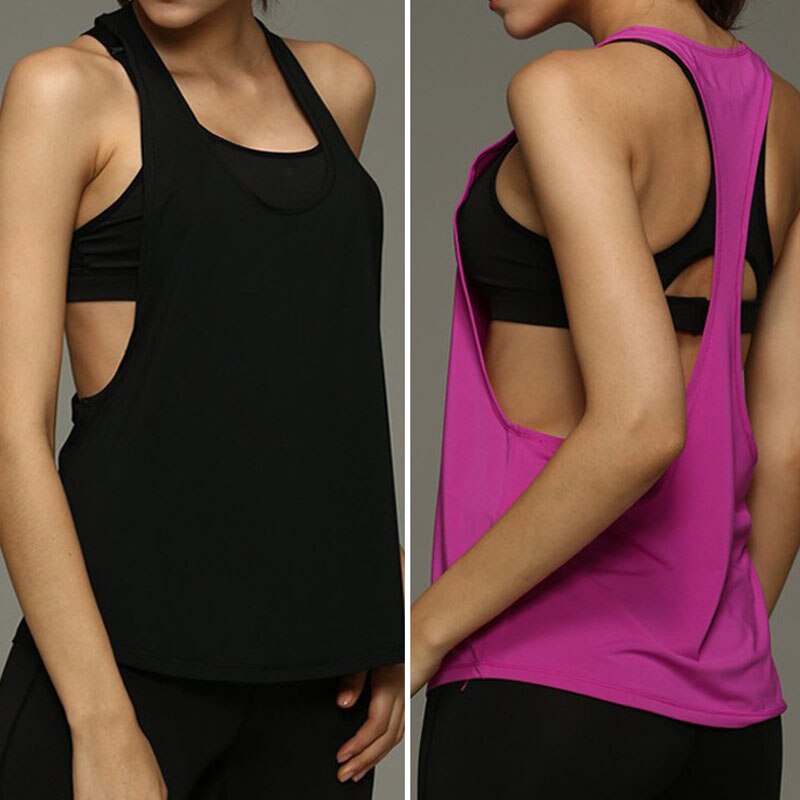 Summer Women Tank Tops Dry Quick Yoga Shirts Loose Gym Fitness Sport Sleeveless Vest Singlet Running Training Newest