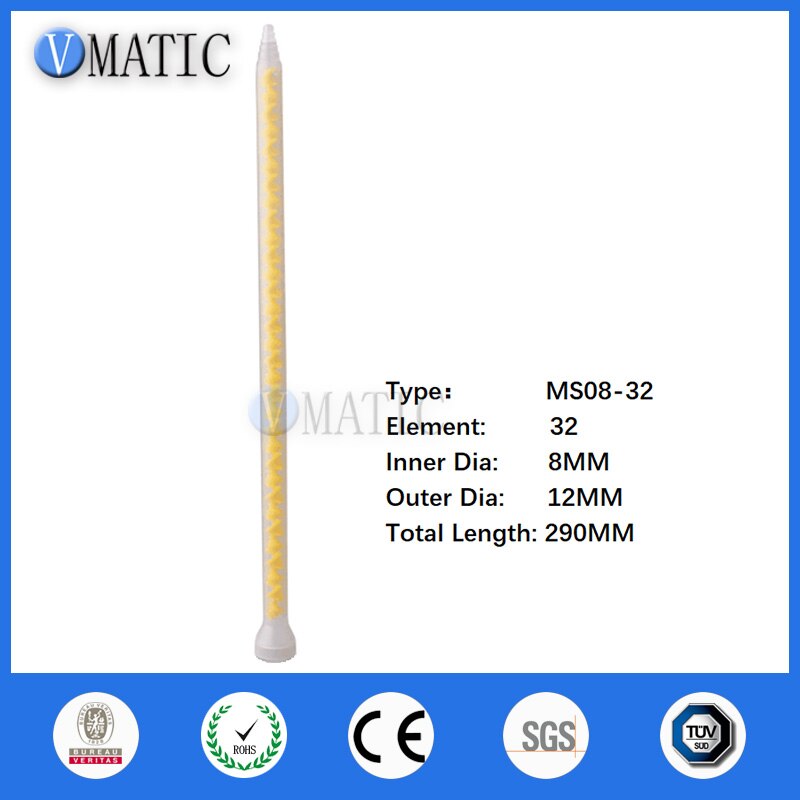 Two Component Cartridge Nozzle Plastic Tube Element Epoxy Resin Glue Pupe Mixing Silicone Static Mixer MS08-32