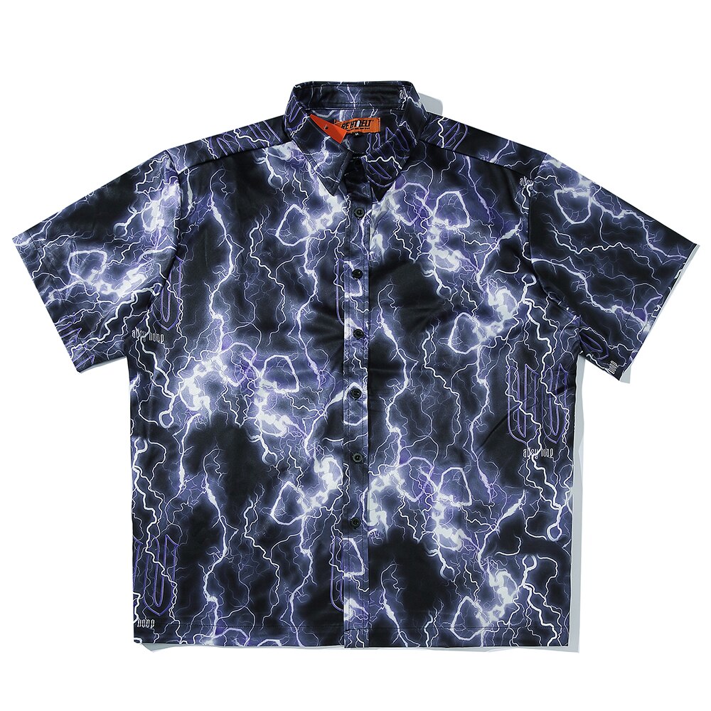 Błyskawica gotyckie ubrania letnie bluzki plus rozmiar bluzka Streetwear ponadgabarytowe męskie ubrania Got hawajska koszula aloha 2020 moda: czarny / M