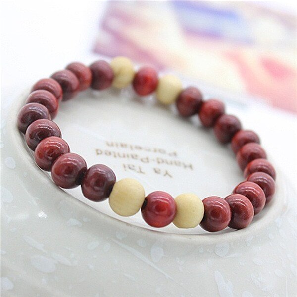 Mens di modo Naturale 6/8mm Perline di Legno Chakra della Radice Jewery & Hip Hop Borda I Braccialetti di Buddha Parola Gioielli per le Donne Degli Uomini #280518: 8MM Red