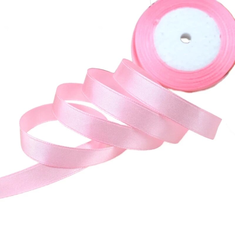 25 Yards/Roll Roze Single Gezicht Satijnen Lint Cadeaupapier Kerstmis Handgemaakte Diy Linten