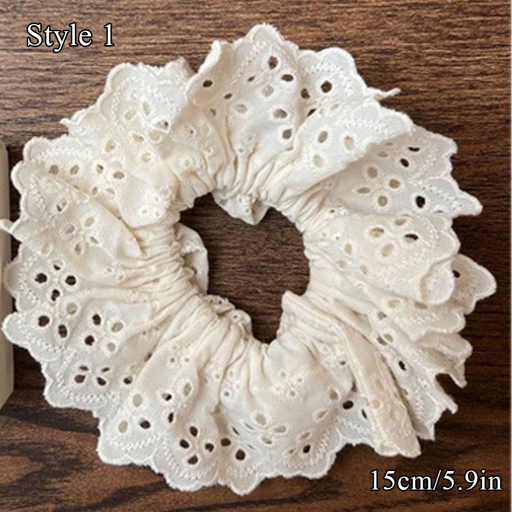 Oversized Lace French Hair Scrunchie For Women Elastic Ponytail Holder Headbands Korean Hair Bands Elastic Hair Accessories