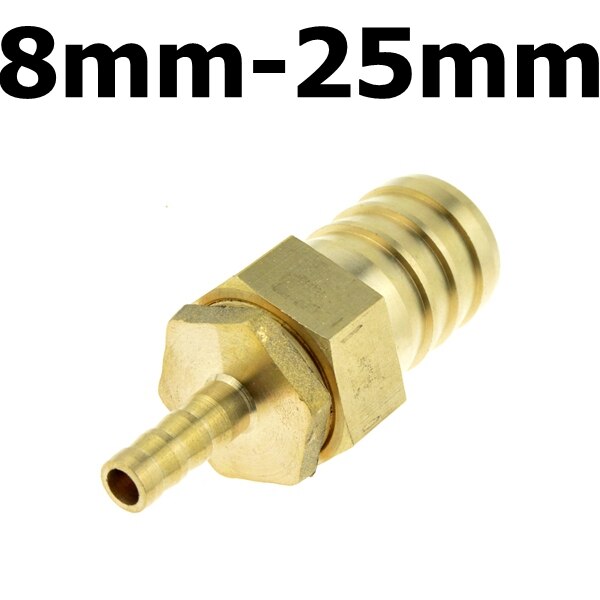 Messing Koper 8mm Slangpilaar Pijp Montage om 10mm 12mm 19mm OD Raccord Barb Reducer Air Tube Adapter Buisleidingen Gas Coupler: 8mm x 25mm