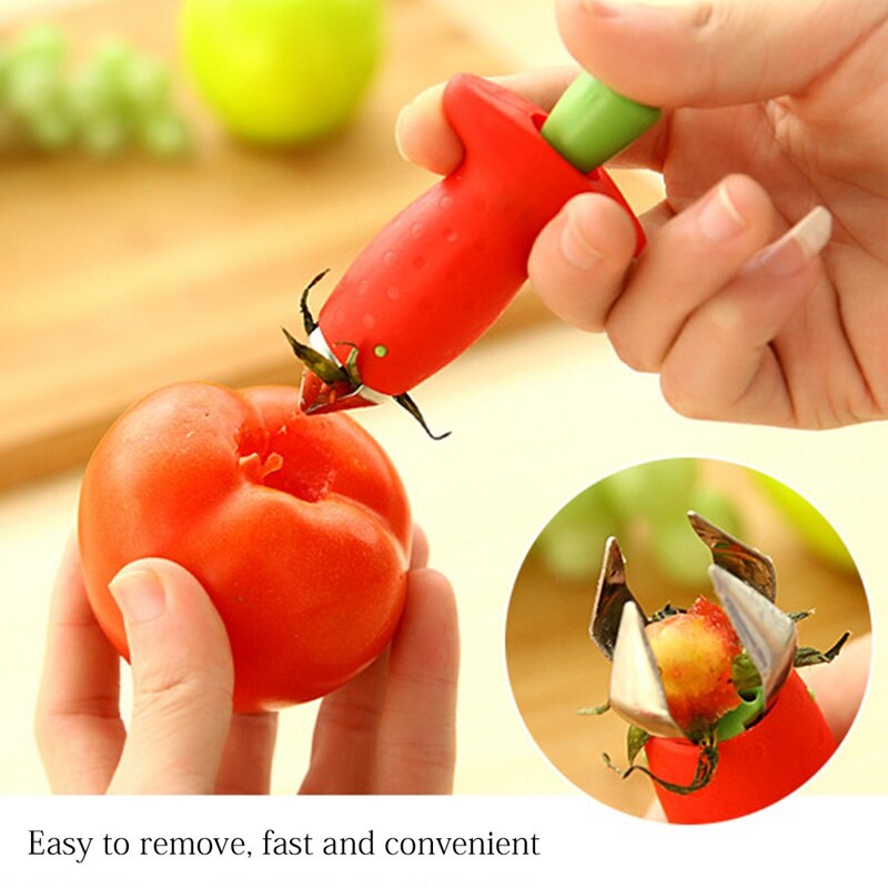 Kreative Erdbeere Beschuss Werkzeug Metall Kunststoff Obst Blatt Entferner Tomaten Stroh Erdbeere Stiel Entferner Küche Gerät