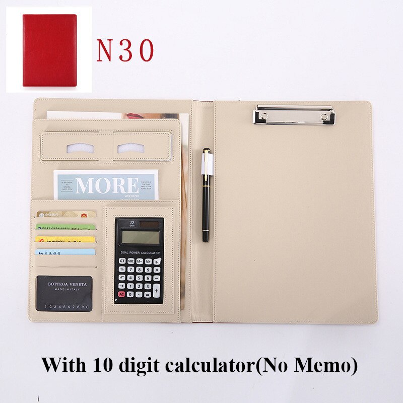 A4 Leather Clipboard File Folder Multi-function Folder Organizer Office Manager Clip Writing Pads Contract Briefcase Portfolio: B3