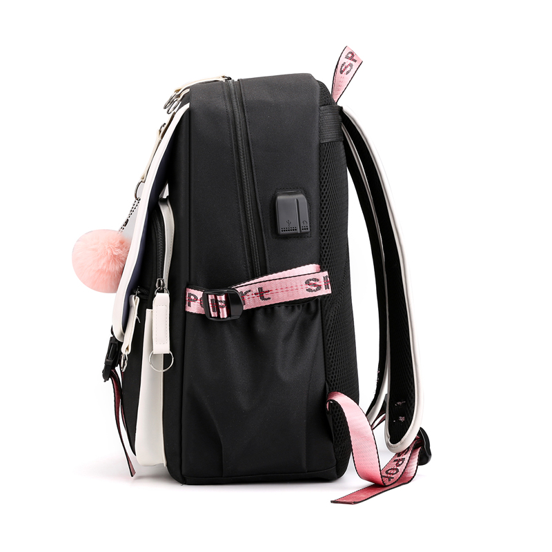 Mochila escolar para meninas, estilo coreano, preta, rosa, bonita, para presente, de adolescentes