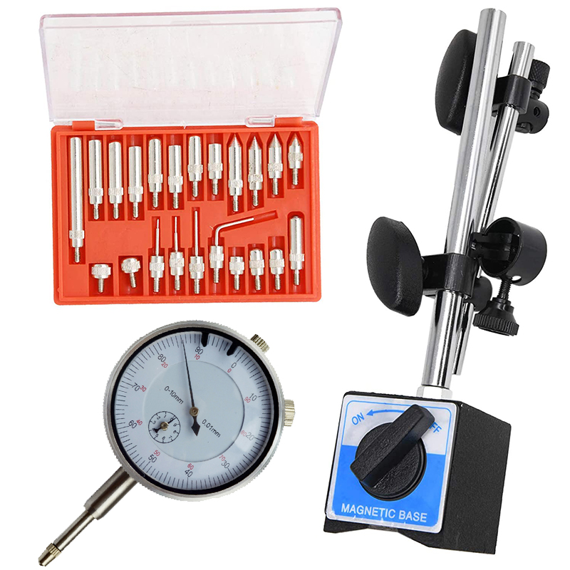 10mm 0.01mm metric Dial Indicator Magnetic Base Holder Fine Adjustable Long Arm 0-1&quot; Tester Gage Gauge 0.001&quot;