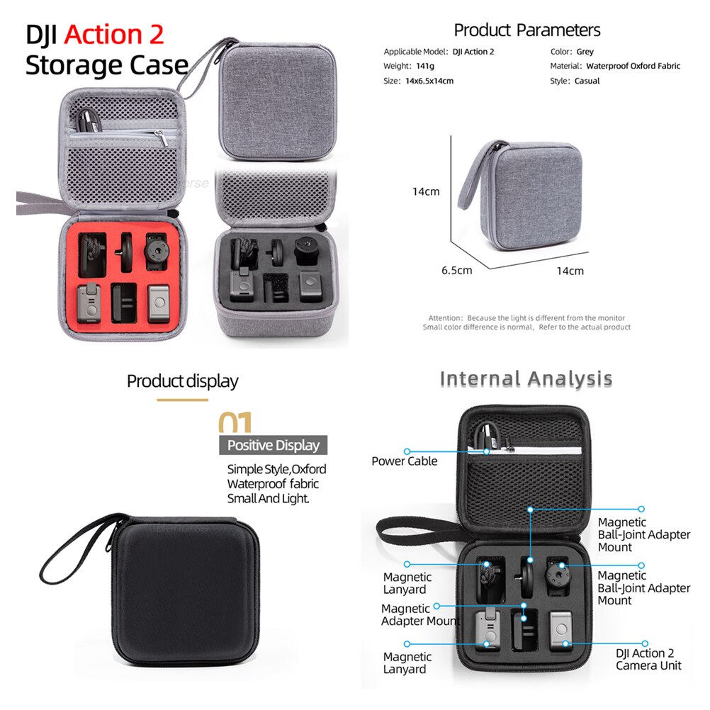 Carrying Case For DJI Action 2 Camera Durable Storage Bag Portable Handbag For DJI Osmo Action 2 Sports Camera Case Accessories