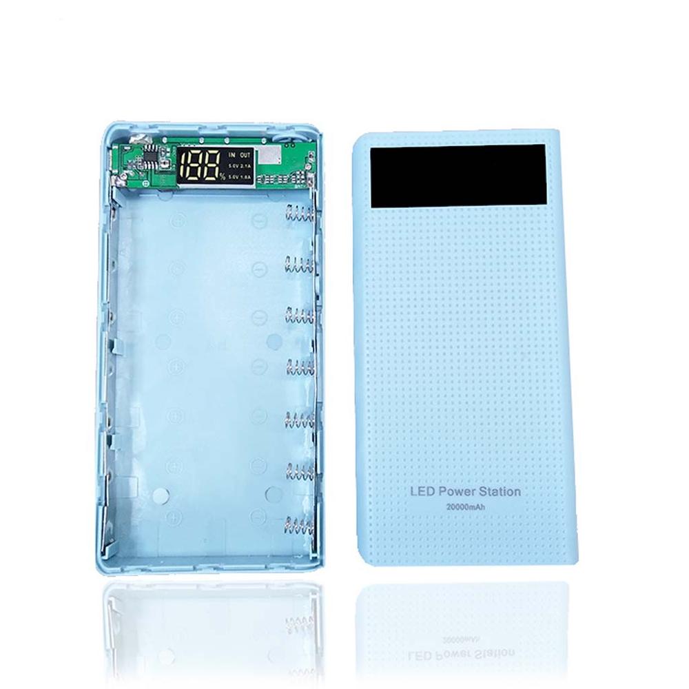 Dual USB 7x 18650 Battery DIY Power Bank Box Holder For Mobile Phone Tablet PC 45BA: Blue