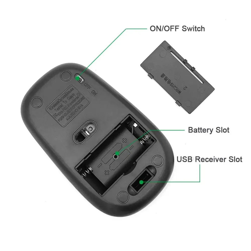 Portable 2.4GHz Wireless Mouse + USB Receiver 1600DPI 10m Gaming Mouse for Macbook Laptop PC