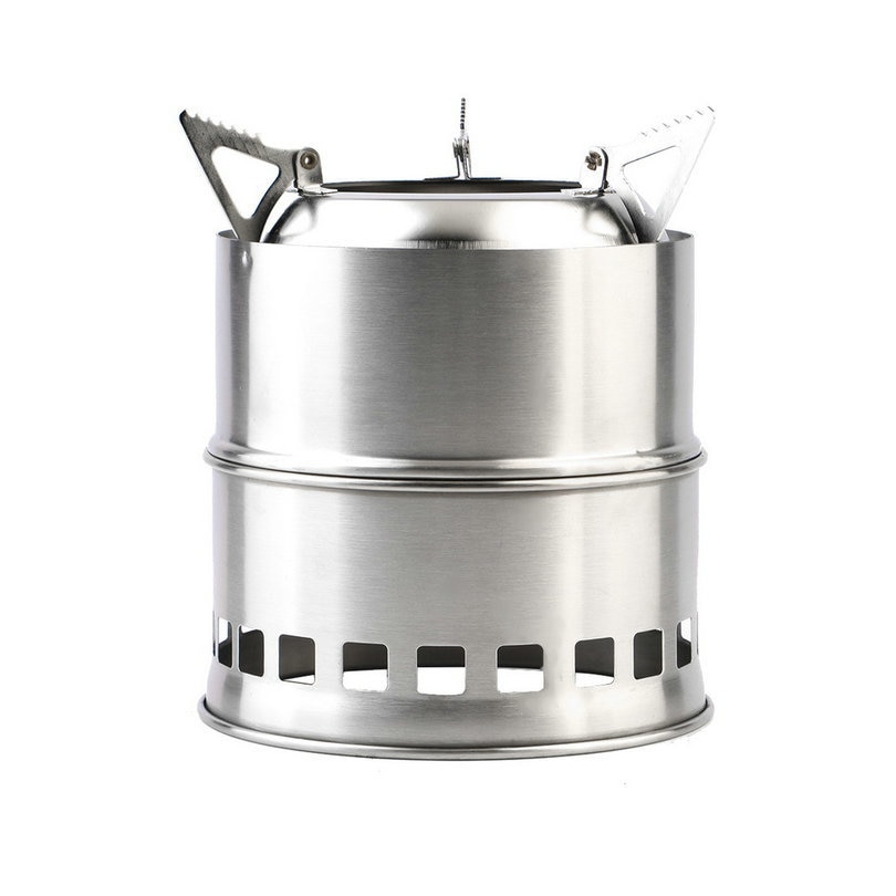 Portable Stainless Steel Camping Stove Outdoor Wood Stove Firewoods Furnace Lightweight BBQ Picnic Solidified Alcohol Stove