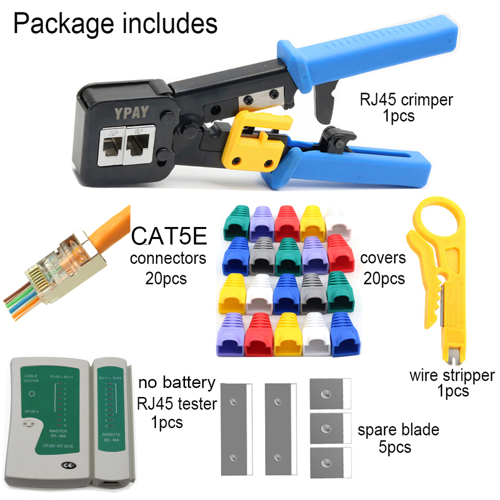 YPAY – pince à sertir de câble rj45, outils réseau, rj12 cat5 cat6 8p 6p rj 45 pince de serrage multifonction: package D