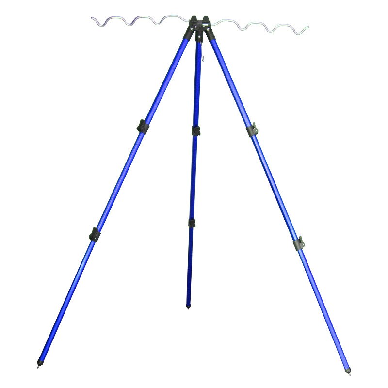 Portable pliable triangulaire alliage télescopique rainure canne à pêche support pliable trépied support mer pêche pôle support: Blue 120cm