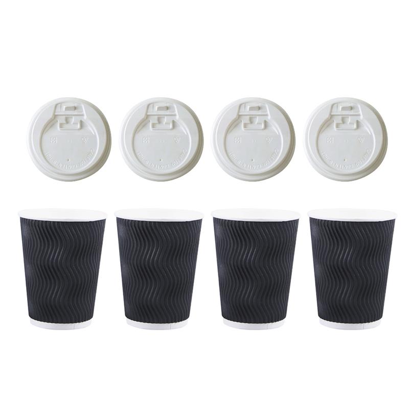 25/50 Pcs 8 Oz 12 Oz 16 Oz Wegwerp Dikker Koffie Kopjes Isolatie Takeaway Schroefdraad Papier Cup Met deksel Drinkware