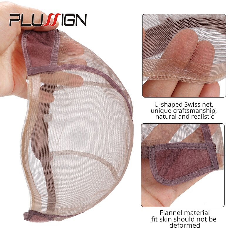Peluca de encaje completo Hd sin pegamento, gorro para hacer pelucas, parte en U, Base de pelo, Red con banda ajustable, tamaño mediano y grande