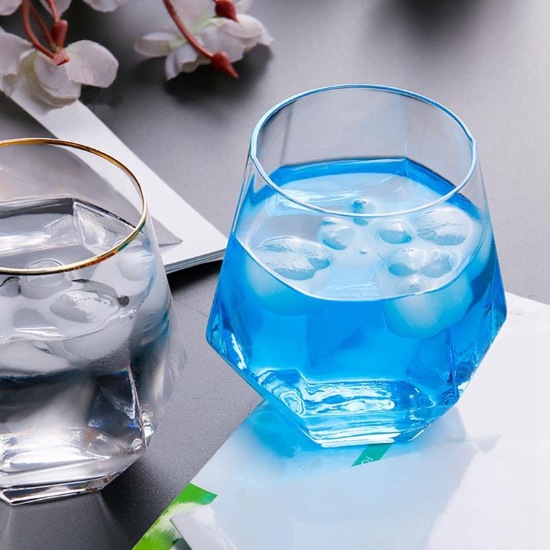 justdolife Whiskey Glass Flat Bottom Rock Glass Hexagon Drinking Glass Whiskey Wine Vodka Bar Club Beer Wine Glass