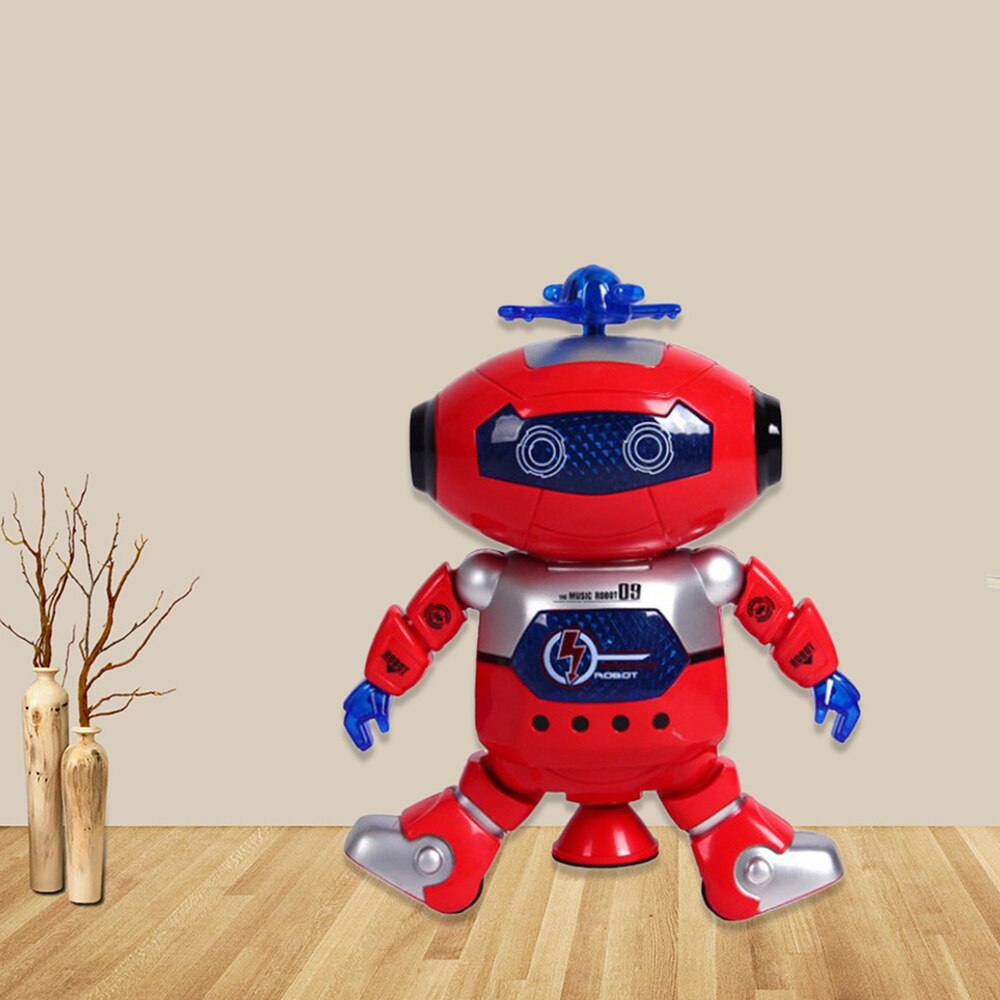 Dancing Robot Musical and Colorful Flashing Lights Kids Fun Toy Naughty Rotating Electronic Robot (Red)