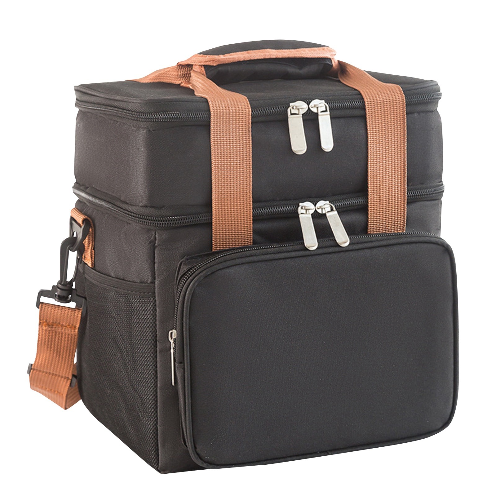 Portable Thermal Lunch Bag Picnic Food Cooler Bags Insulated Case Durable Waterproof Office Lunchbag Shoulder Strap Cooling Box: black