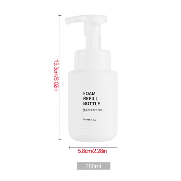 Mousse-botella de espuma brillante, botella vacía para Gel de ducha, desinfectante de manos, tipo prensa, champú: 200ml white