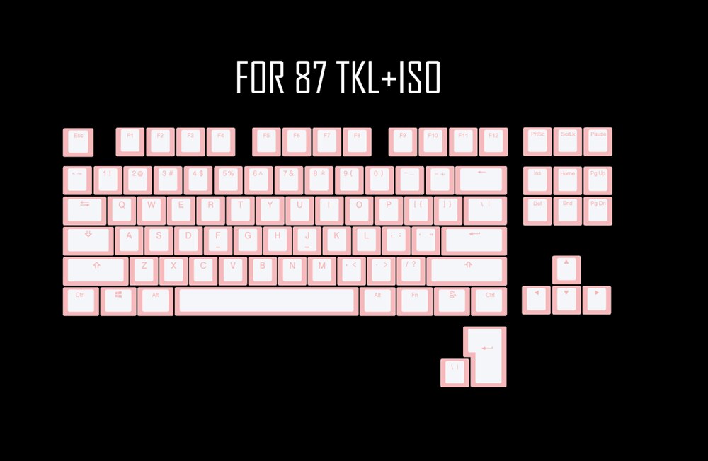 pudding pbt doubleshot keycap oem back light for mechanical keyboards milk white pink black gh60 poker 87 tkl 104 108 ansi iso: PinkWhite 87 iso