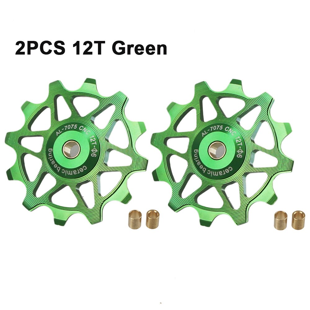2 stücke 12T 14T Fahrrad Keramik Lagerbier Schaltwerk Rolle führen Rolle Leerlauf Für SHIMANO SRAM DEORE GX Jockey Rad Fahrrad Teile: 12T Grün 2Stck