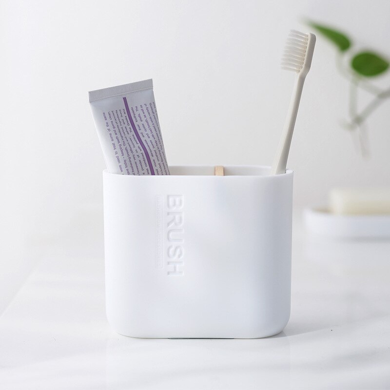 Lot de 5 brosses de toilette en bambou, ensemble de salle de bains, porte-brosse à dents, tasse porte-savon, conteneur distributeur d'émulsion, accessoires de salle de bains: Toothpaste Holder