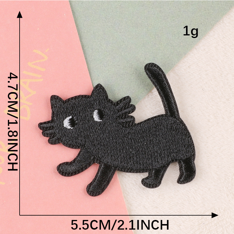 Parches bordados Para Ropa gatos lindos negro hierro en niños coser Parches Para Ropa Infantil Naszywki chaqueta Bordado Mochila Diy: Latón envejecido
