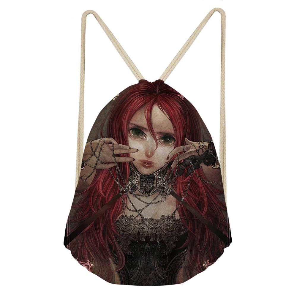 Gothic Dark Art Koord Tassen Voor Vrouwen Meisjes Trekkoord Rugzak Rugzak Black Travel Opslag Pouch Mochila Bundel Zak