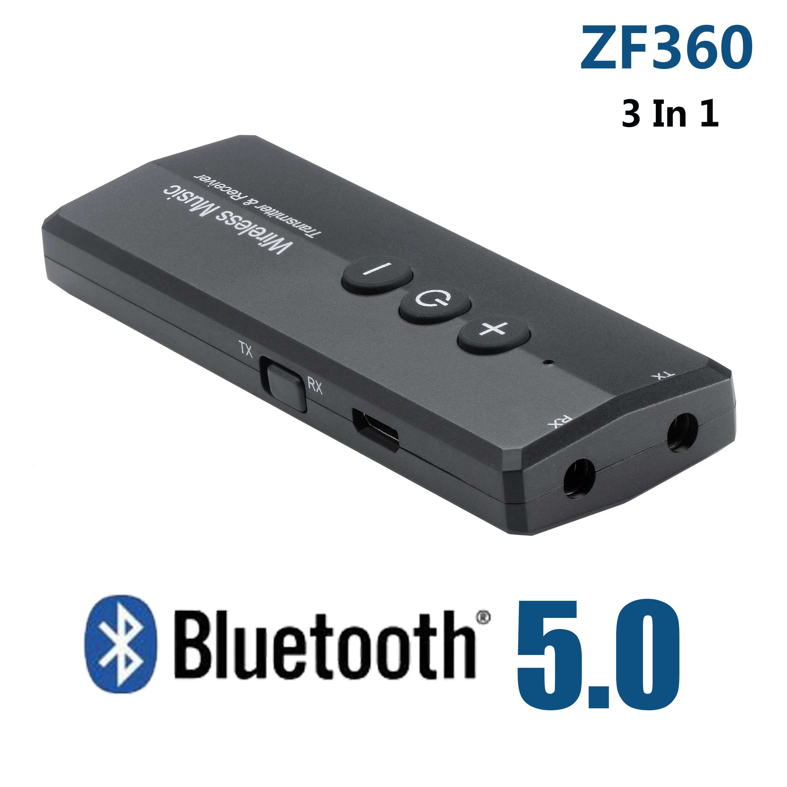 Bluetooth 5.0 Zender Ontvanger 3 In 1 Edr Audio ZF-360 Draadloze Adapter Dongle Mini 3.5 Mm Aux Voor Tv Pc auto Hifi Home