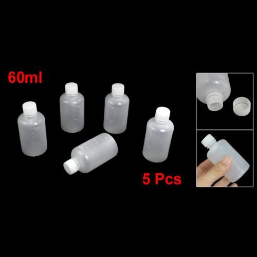 SOSW-60ml Clear Plastic Cilindervormige Chemische Middel Fles 5 Pcs