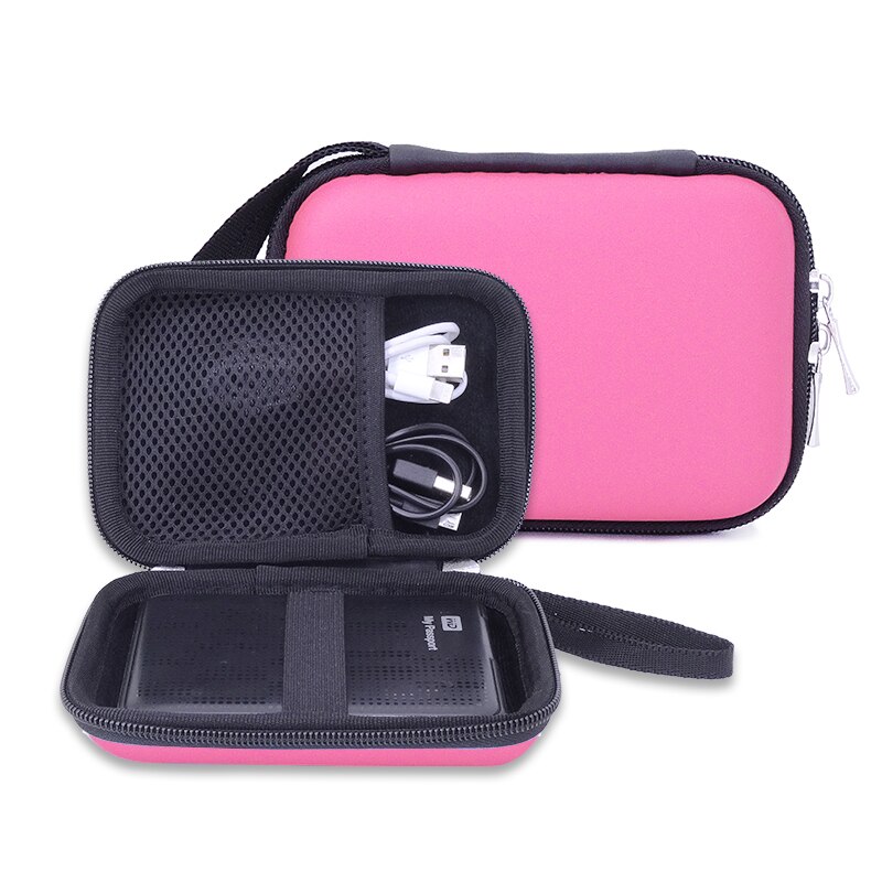 EVA HDD Bag Hard Disk Case Zipper Pouch External Hard Drive Disk Protector Cover Bag Power bank Mobile HDD EVA Storage Box: pink