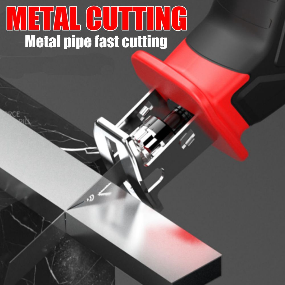 26V Cordless Reciprocating Saw Electric Saw Woodworking Saw for Wood Metal Cutting DIY Power Saws with Battery + 4 Saw Blades