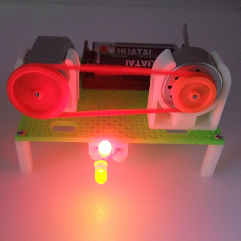 Mini Electric Generator Wheel Motor Model Energy DIY Toys For Kids LED Education Science Experiment J6PD