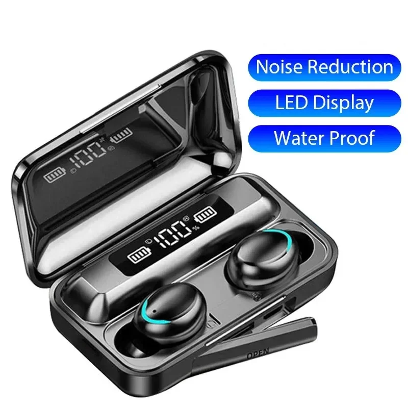 F9 Drahtlose Kopfhörer LED Display Binaural TWS Drahtlose Bluetooth Headset Wasserdichte Noise Reduction Bluetooth Kopfhörer