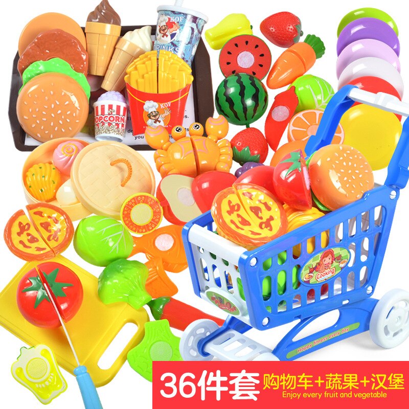 Children's fruits and vegetables cut fruits and toys cut and watched every kitchen toy hamburger set: Veg Fruit Cart 36X