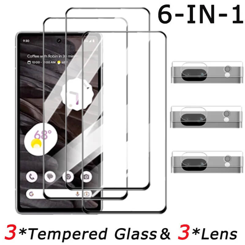 mica/lamina Pixel 8 Pro, pixel 8 screen protector for Google Pixel 7a protective tempered glass Pixel 6a Pixel8 camera lens film Google Pixel 7a accessories pixel-8-pro: Blue / Bundle1