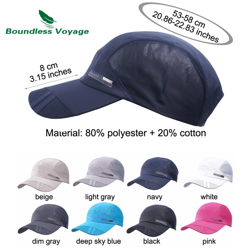 Grenzeloze Voyage Sneldrogende Sport Hoed Lichtgewicht Ademend Zacht Outdoor Run Cap Waterdichte Hoofddeksels BVH06