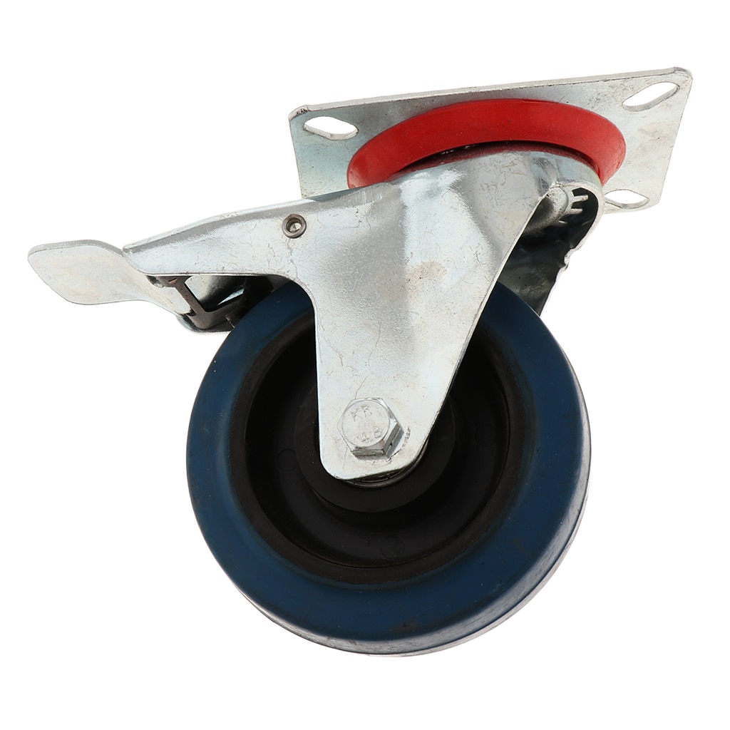 4 Inch Low Profile Casters Wheels Soft Rubber Swivel Caster No Noise with 360 Degree Top Plate & Brake