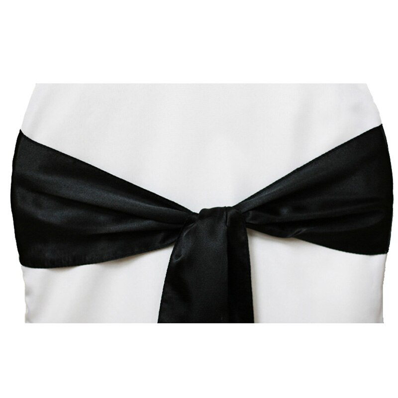 Freies 25 teile/los Hochzeit Stühle Knoten Schärpe Satin- Stoff Stuhl Schärpen Bogen Abdeckung Für Hochzeit Partei Bankett Veranstaltung Dekorationen: Schwarz